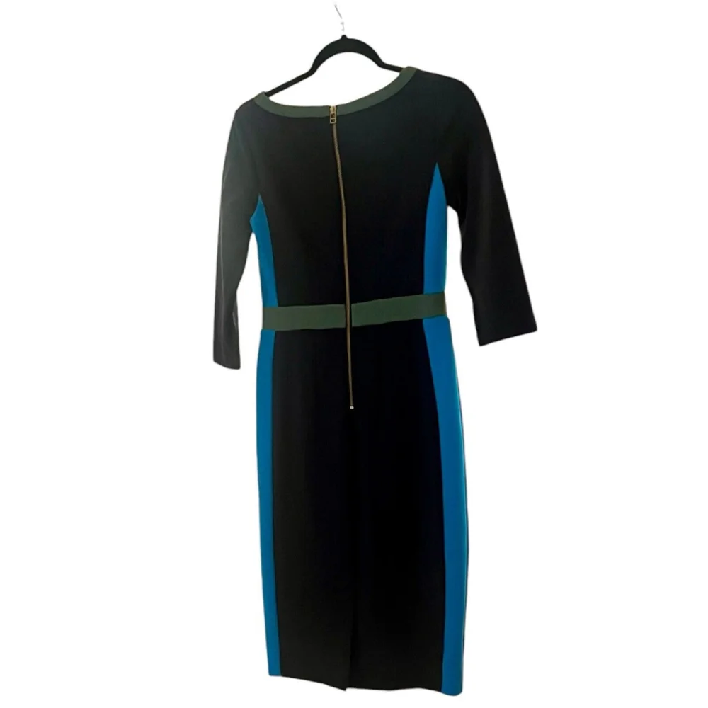 BODEN Leah Ottoman COLORBLOCK BLUE Green Lagoon Stretch sheath DRESS 4P NWT - Picture 6 of 8
